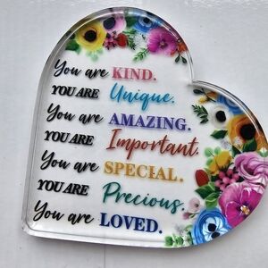 Flower Pattern Inspirational Plaque - Uplifting Motivational Decor, New